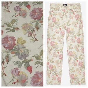 NWT The Kooples Rose Printed Boyfriend Jeans Ecru Floral Zip-Fly